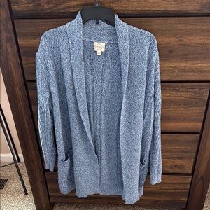 Blue Open Front Cardigan Sweater